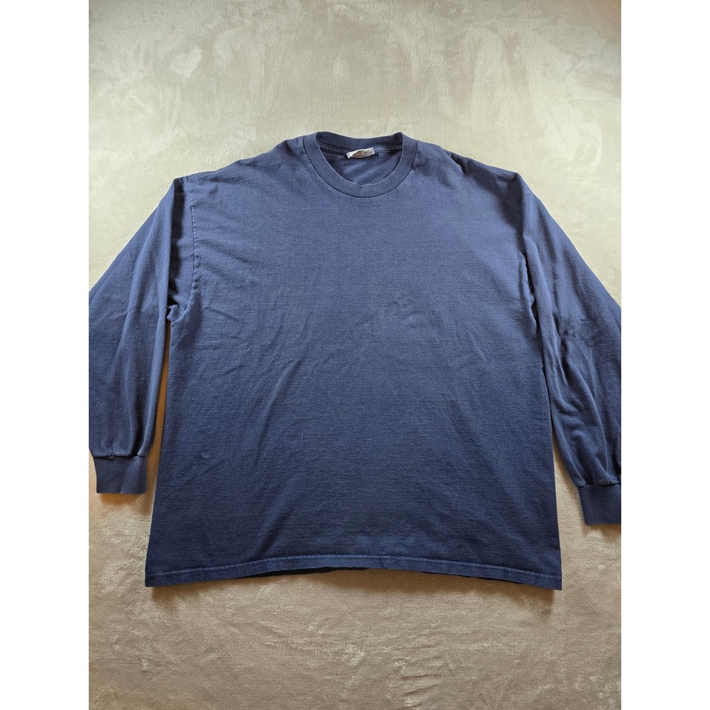 Vintage Lee T Shirt Mens XXL Blue Long Sleeve Made In USA Crewneck